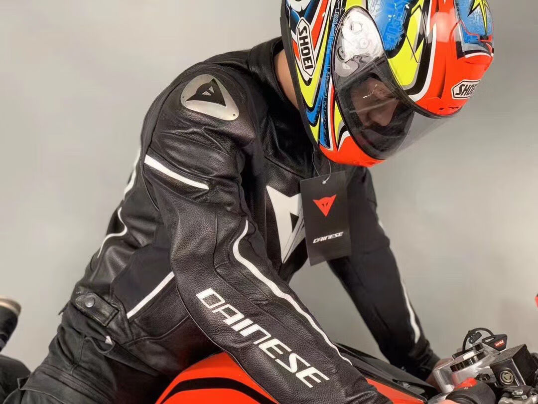 丹尼斯dainese新款泰版男女款摩托车赛车防摔皮衣进口骑行服 暗黑皮裤