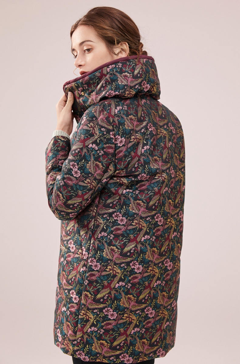 商场同款沐兰2020冬季新款奢华高端烫金棉服棉衣女士立领中长款 克