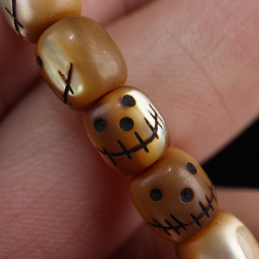 梵隅藏式雕刻尸陀林主阿呆鱼骨佛珠念珠108颗