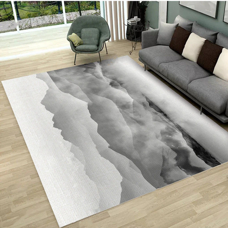 北欧水墨地毯客厅沙发茶室现在简约家用大面积商用满铺地毯可定制水墨