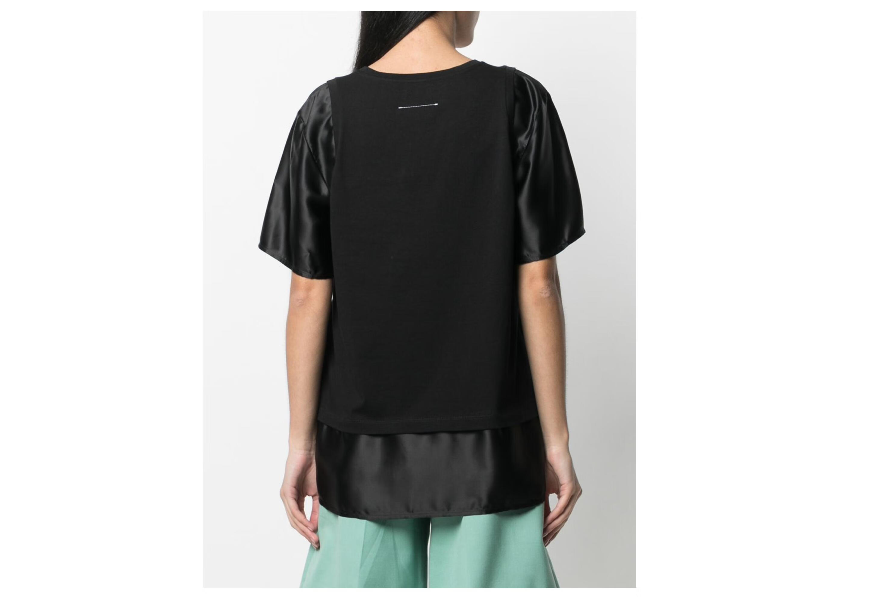 mm6 maison margiela 21春夏女士拼接短袖t恤 黑色 l【图片 价格 品牌