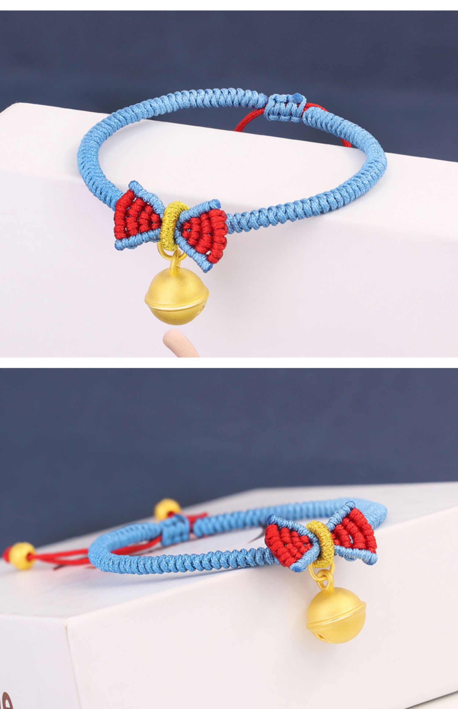 情人节礼物黄金铃铛吊坠在逃公主手机绳手链蝴蝶结手绳纯足金转运珠