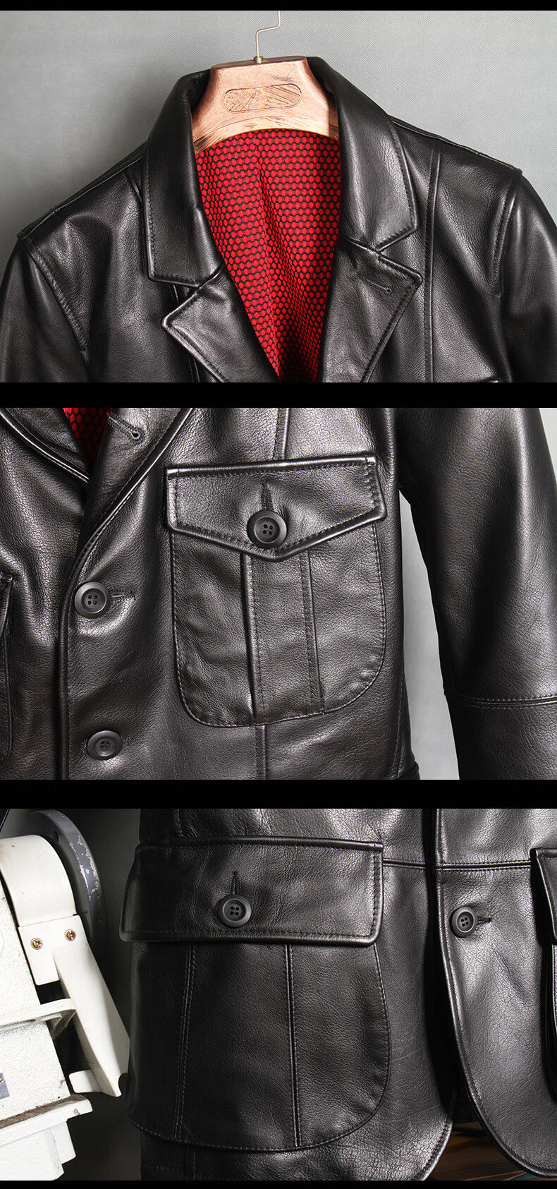 花花公子轻奢高档男装新款真皮皮衣男士猎装中长款皮夹