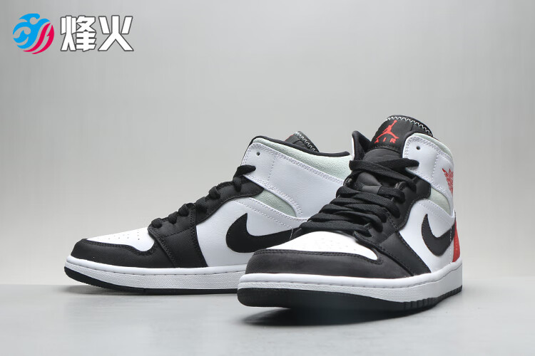 烽火air jordan 1 mid aj1 小union 黑白红 篮球鞋852542 100 852542