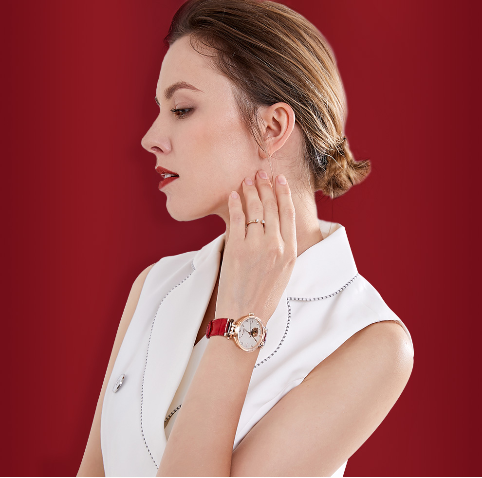 宝舵bowdor手表海豚音女士腕表镂空全自动机械机芯女生表时尚防水镶钻