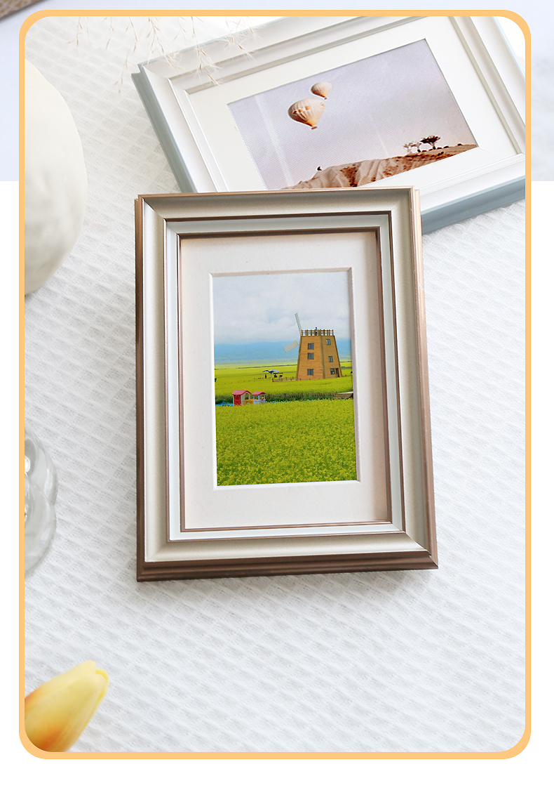 得力delihkyc通用茶色系摆台相框小7吋6吋照片相册框像框架简约8吋a4