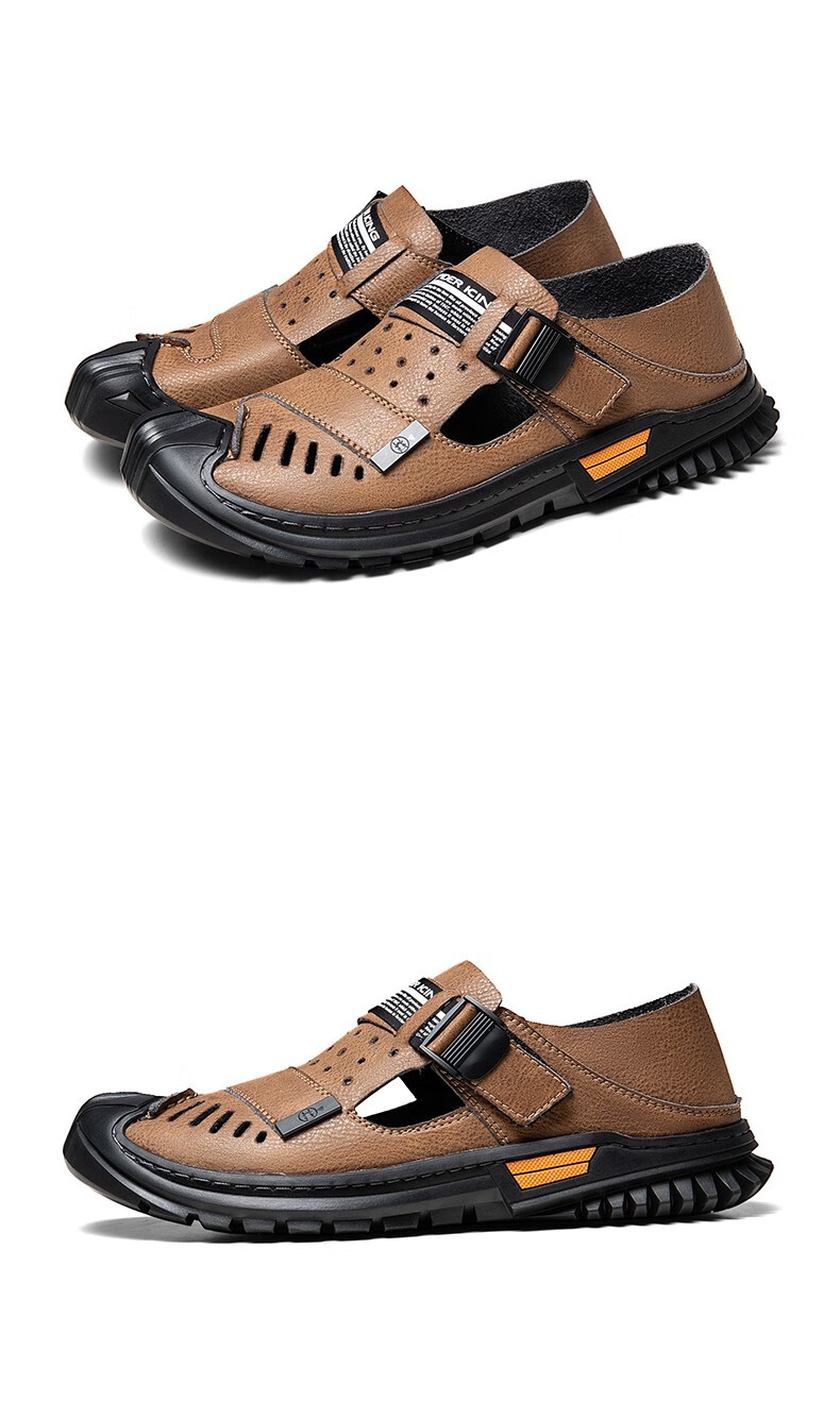 蜘蛛王男鞋2022夏季皮凉鞋男牛皮凉拖两用休闲日常休闲鞋子男02673