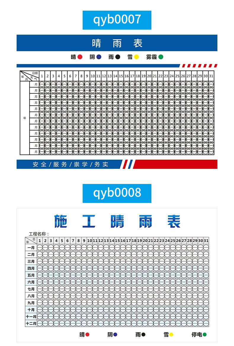 晴雨表施工通用建筑工程工地天气贴纸海报定制办公室挂图 qyb0005 pp