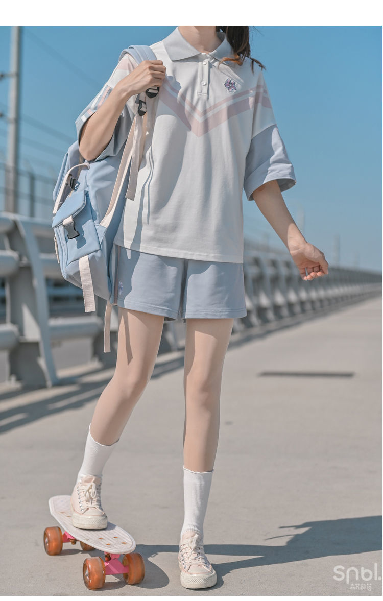 运动服女衣服短袖短裤套装体育毕业班服少女纯欲套装高初中生夏季校服