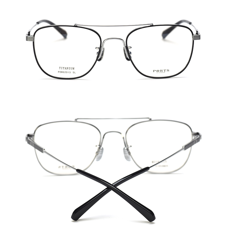 ports宝姿大框近视眼镜架休闲男士工业伊迪斯镜框纯钛轻pom62013sl黑