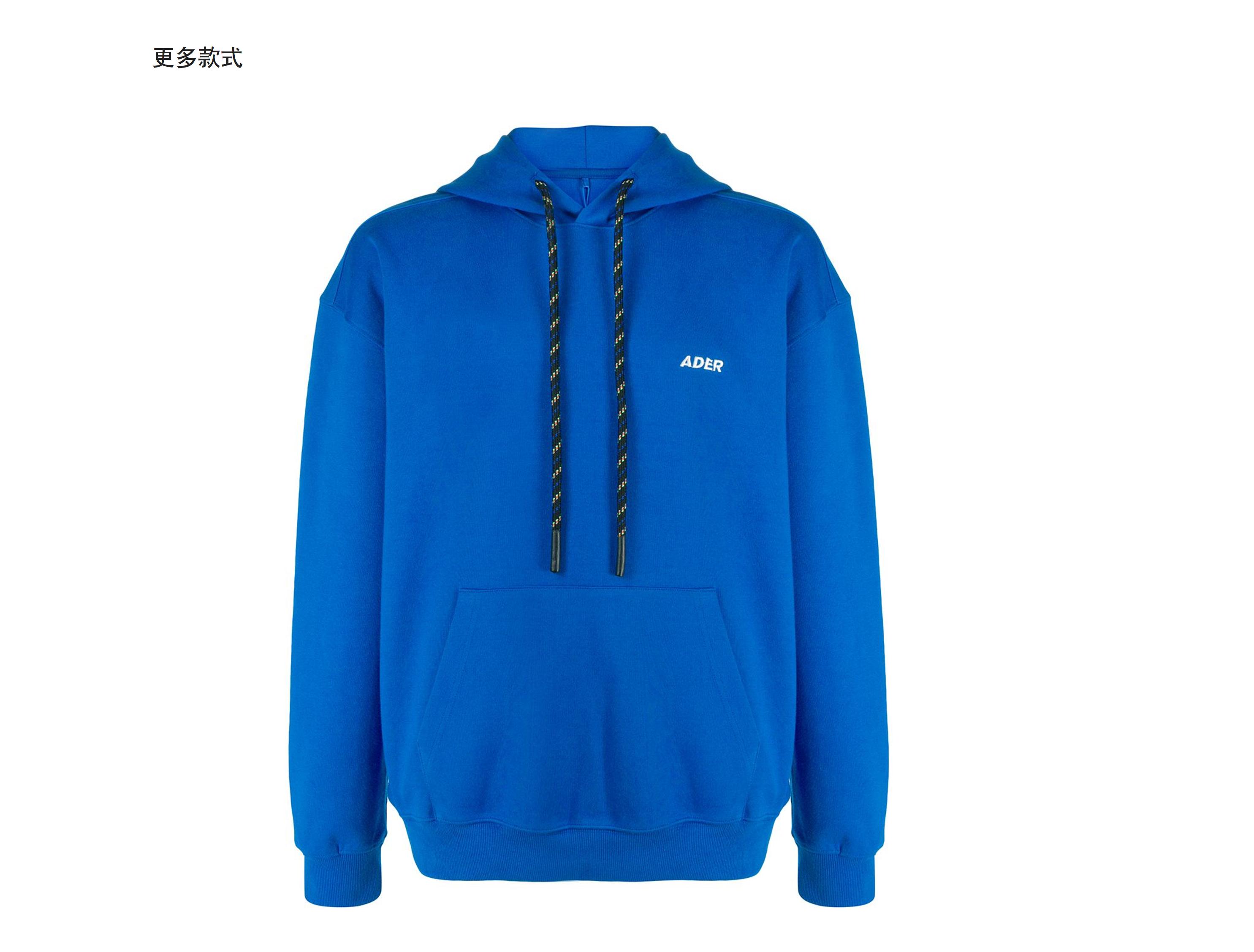 ader error 20秋冬男女通用logo刺绣连帽衫 蓝色 1【图片 价格 品牌