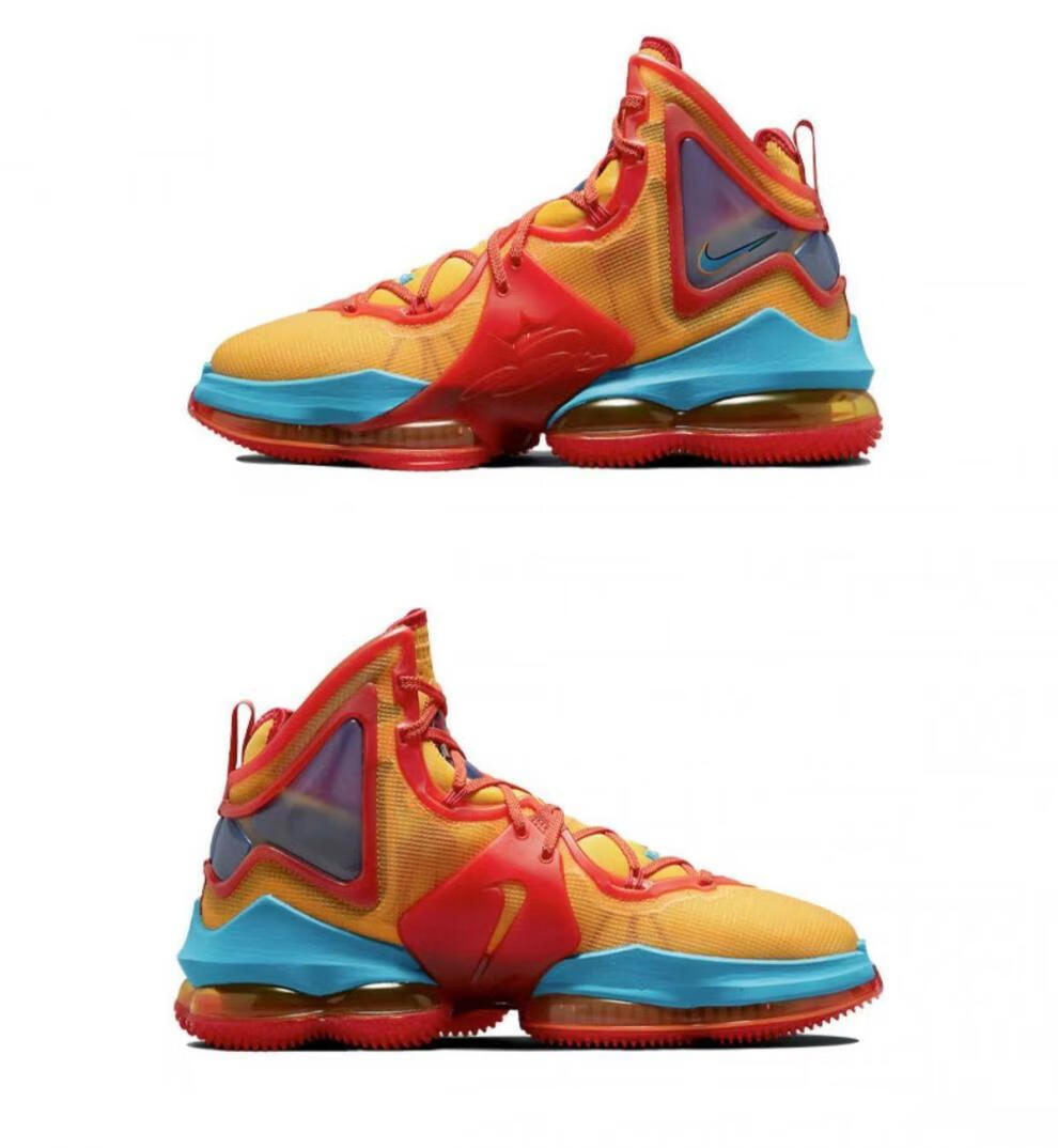 詹·姆斯19代篮球鞋lebron19高帮气垫实战室内外运动鞋新款 19红黄 纤
