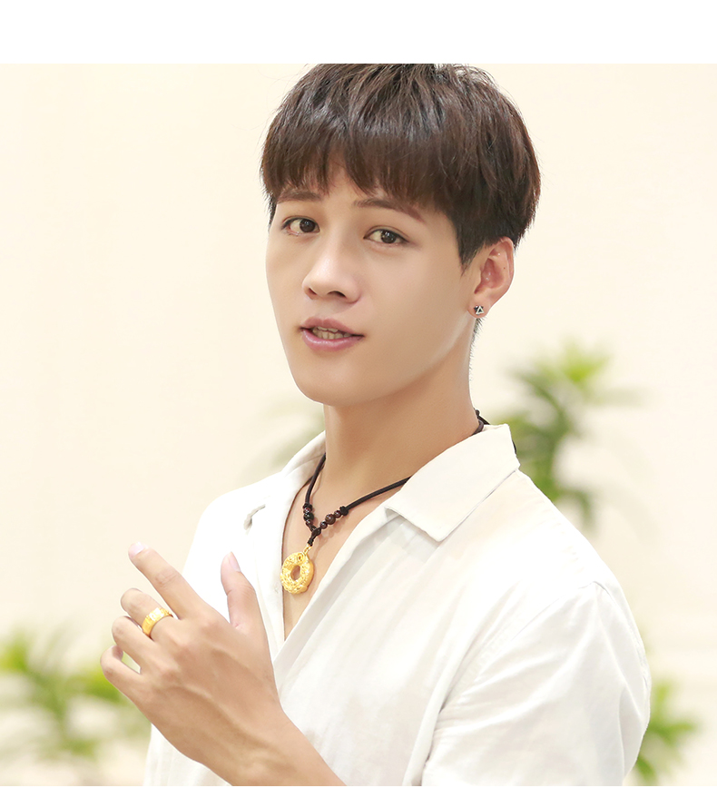 硬足金貔貅平安扣男士吊坠霸气路路通挂坠 a款:大号黄金圆貔貅金重约