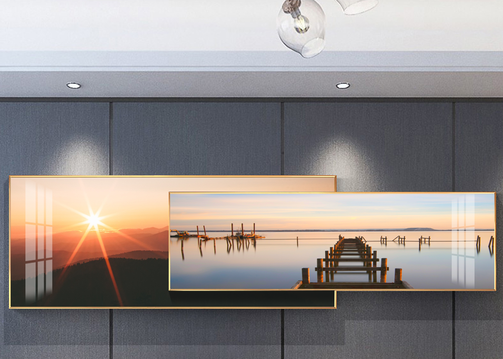 画卧室床头画沙发背景墙画客厅挂画简约现代画中画风景海景画叠加壁画