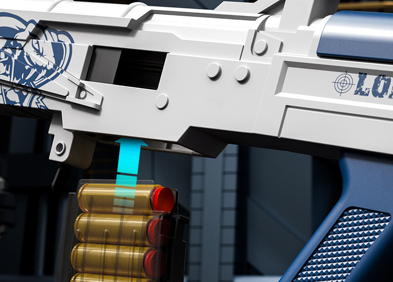 手动抛壳gaoza狗杂玩具枪突击步抢儿童玩具可发射软弹枪 groza 蓝白