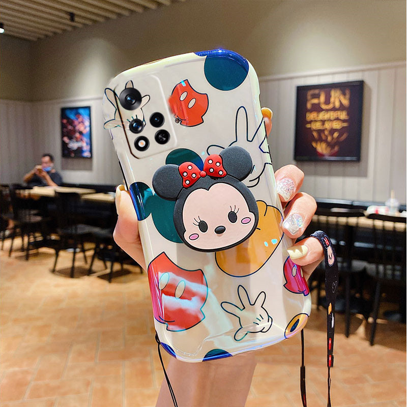 pro手机壳小米mix4女款可爱note11硅胶k 【米老鼠背影】配挂脖绳 支架