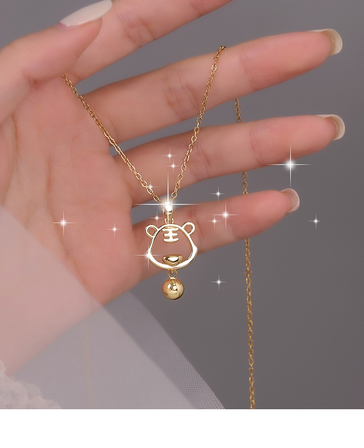 碧笛清925生肖虎年本命年老虎项链女锁骨链2021新款轻奢小众设计感
