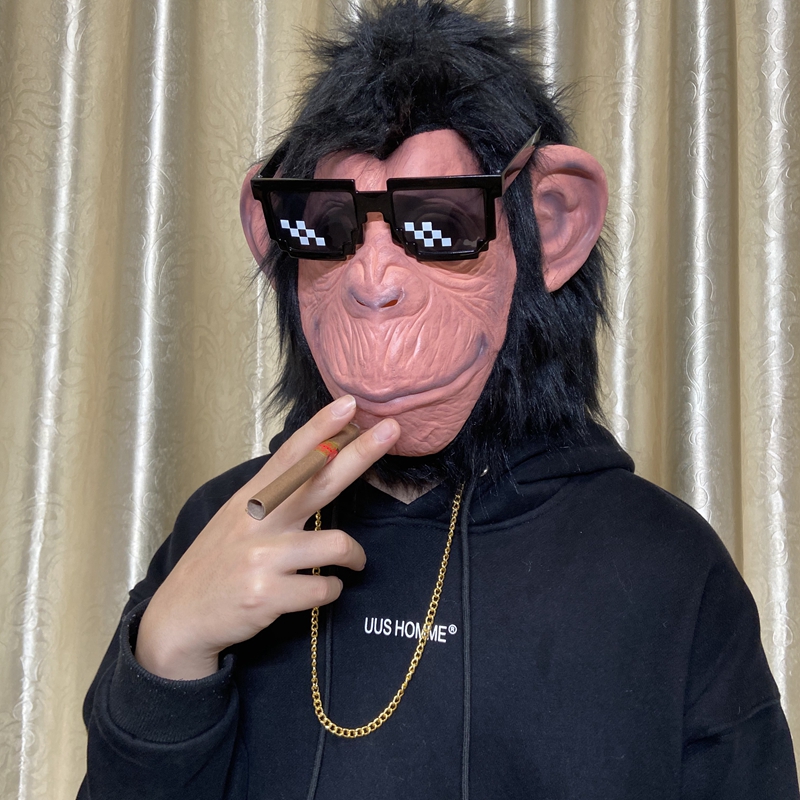 头套搞笑沙雕儿童成人面具动物头套全脸化妆舞绿鱼人面具整蛊搞笑表演