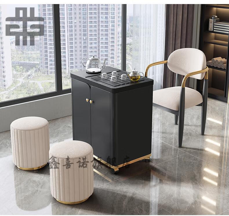 巧马 移动茶水柜茶台家用功夫泡茶桌椅小型轻奢茶车带轮现代简约阳台