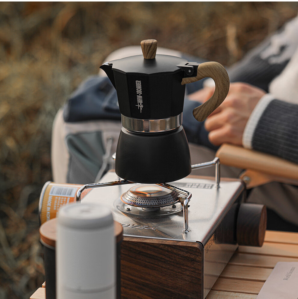 mhw3bomber轰炸机咖啡摩卡壶家用户外意大利浓缩八角壶单阀黑色300ml