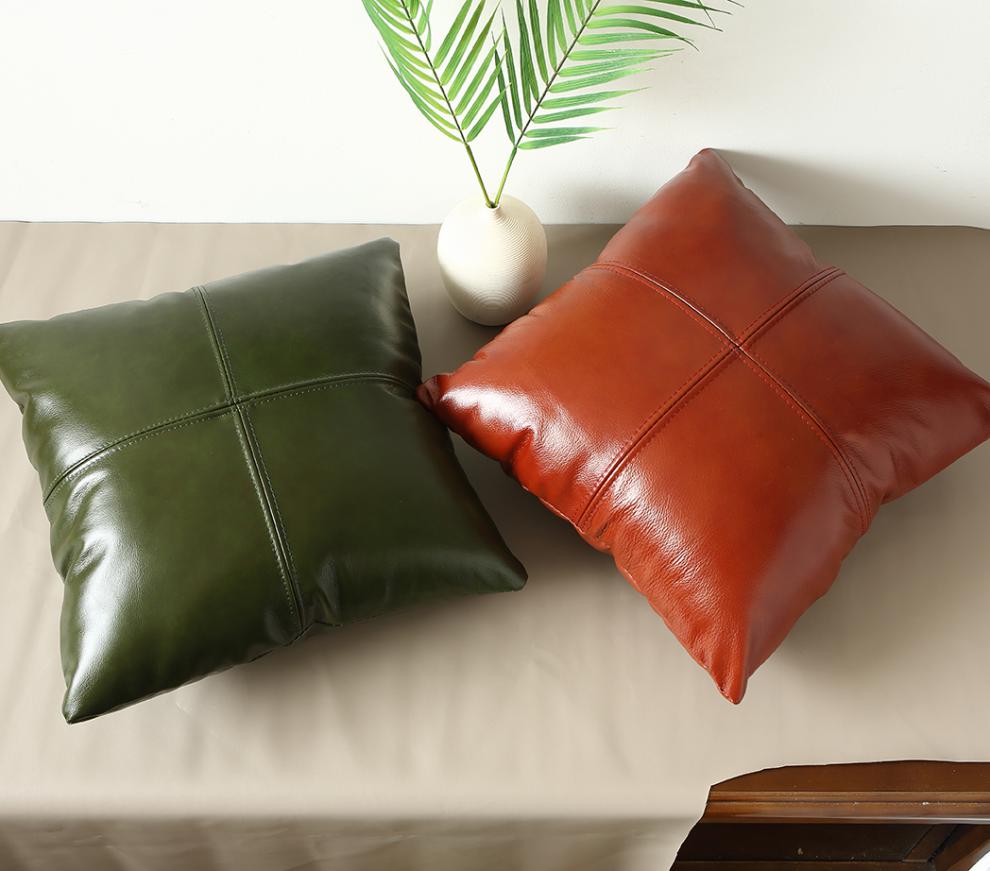 客厅真皮豪华沙发抱枕客厅真皮沙发靠垫靠枕双面皮抱枕头层牛皮沙发