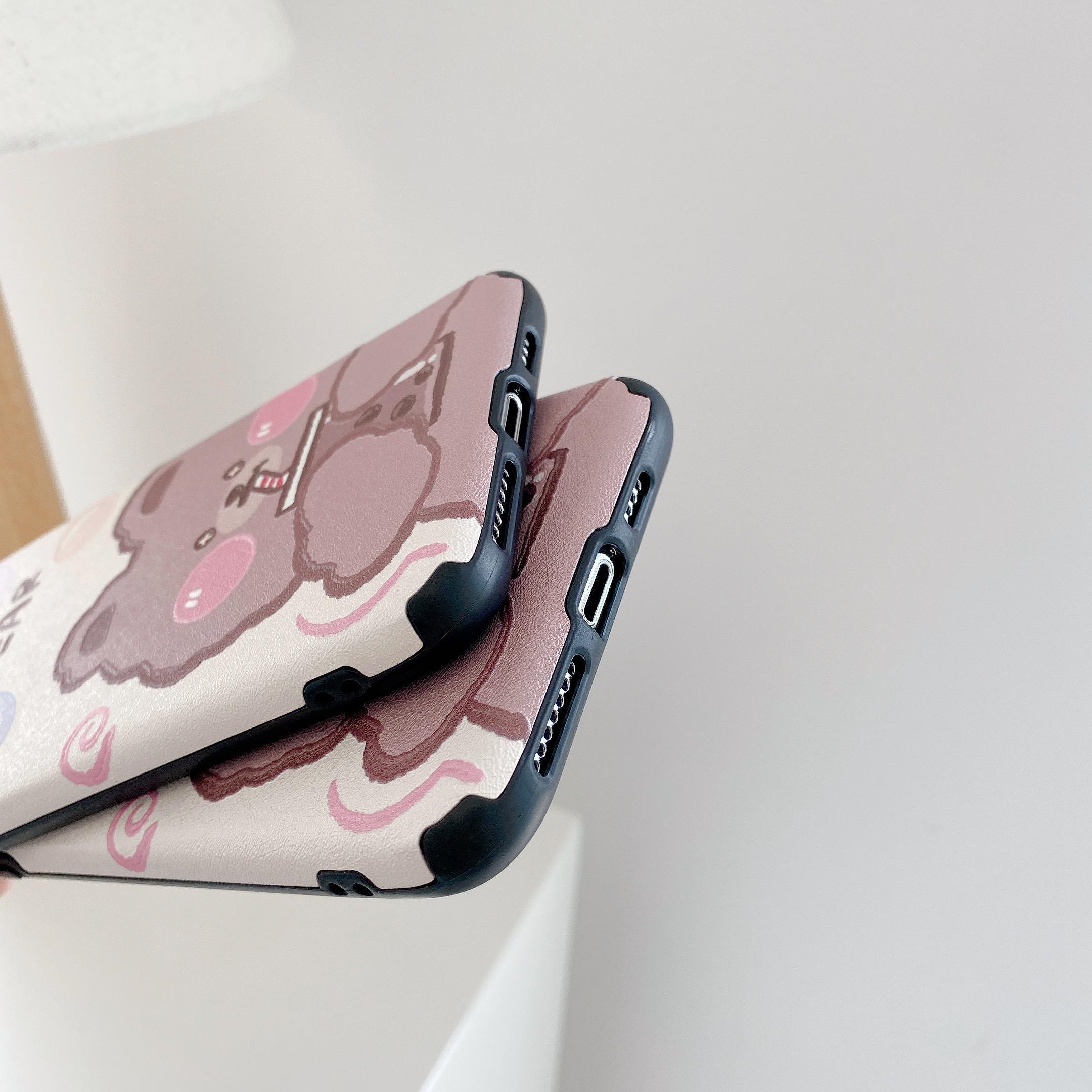 bear可爱奶茶小熊蚕丝纹oppo a5a9手机壳a7xa11xr17卡通reno3创意k3k5