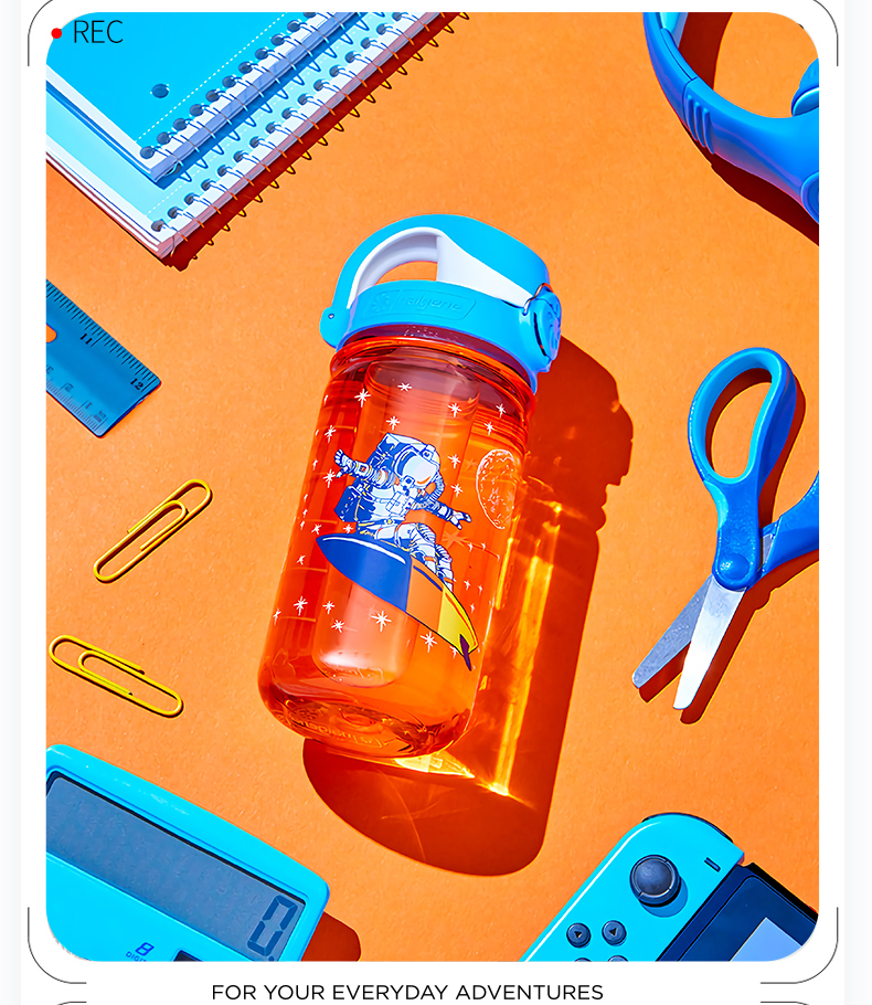 nalgene乐基因儿童宝宝专用水杯夏季小学生便携防摔可爱卡通水壶紫色