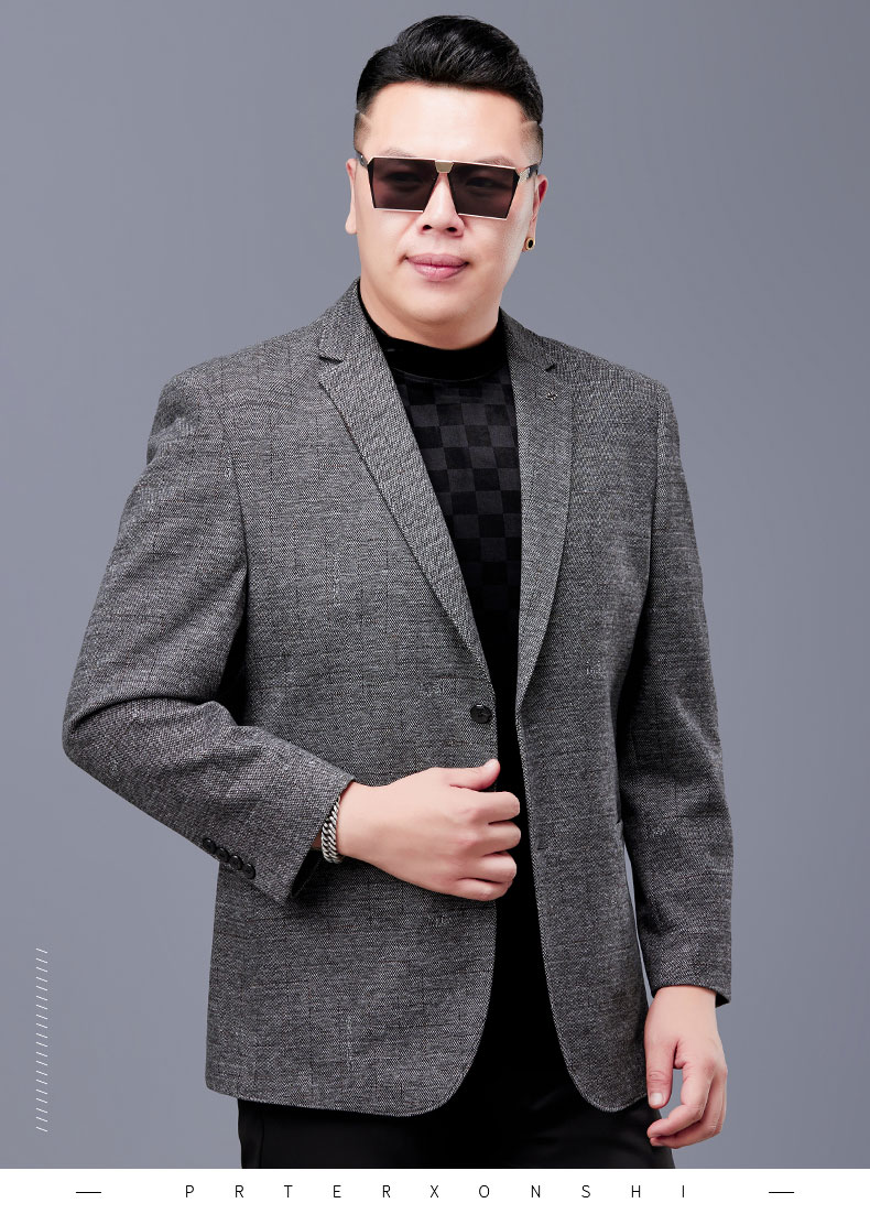 nasa milk大码西装男士秋季加肥加大商务休闲免烫西服宽松胖子中年