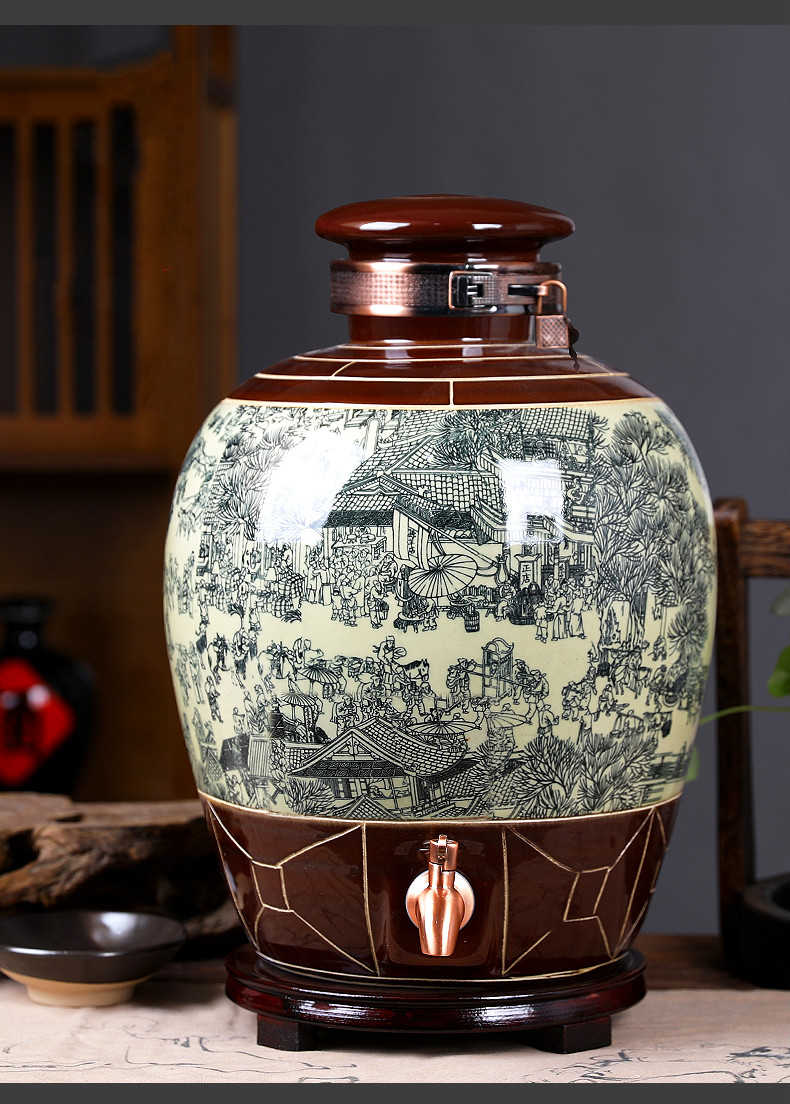 景德镇陶瓷泡酒坛子酿酒缸10斤20斤30斤50斤仿古酒瓶家用密封酒壶 30