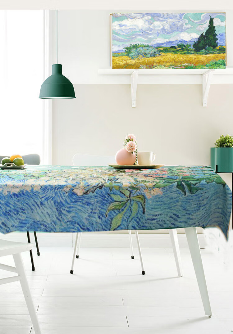 维塔维拉欧式梵高油画印花棉麻桌布布艺餐桌布茶几布长方形盖布栗树花