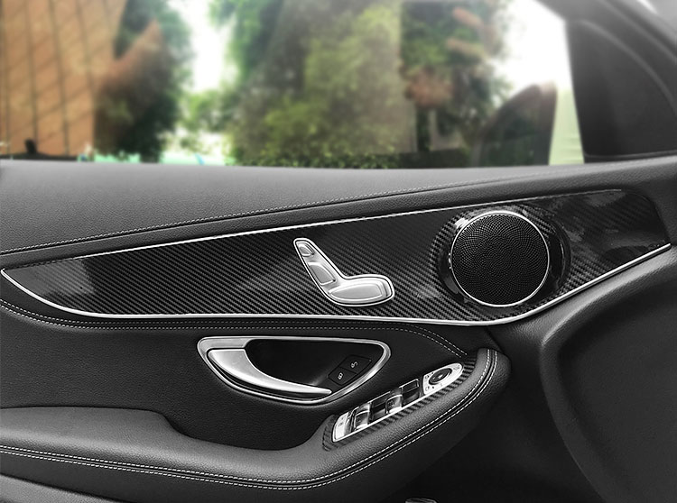 鹤彩 适用于奔驰c级glc内饰改装c200l车门c180防踢260碳纤维装饰贴膜
