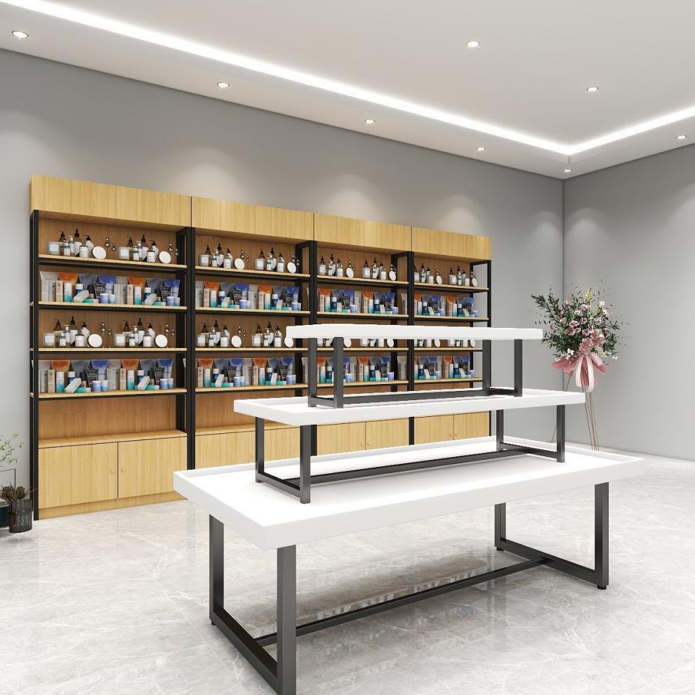 蓓姬 中岛化妆品展示柜三层流水台促销展架鞋店中岛柜鲜花展台货架陈