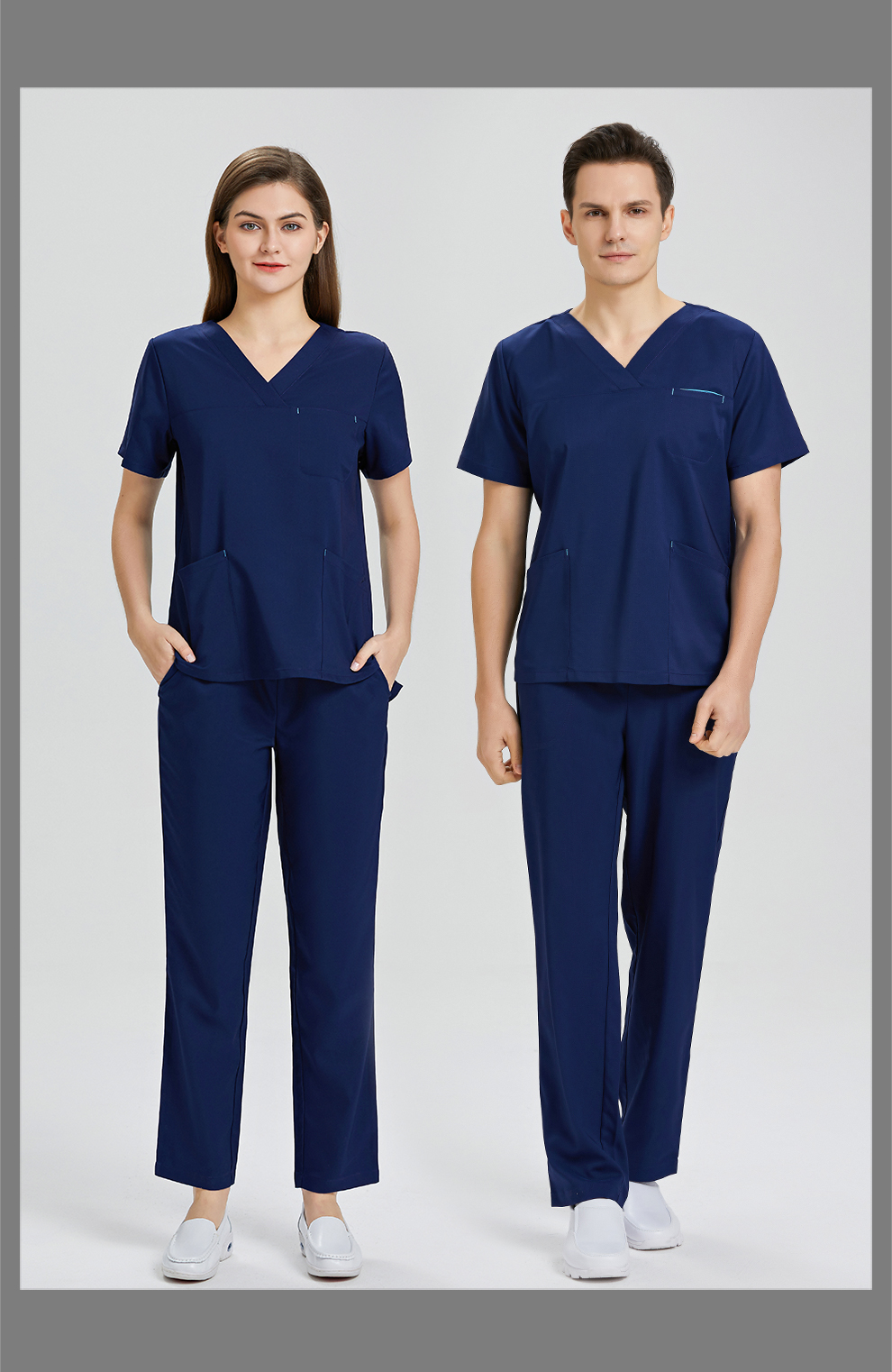 缔曼格洗手衣护士服透气贴肤抑菌刷手服医服工作服工装中灰色s