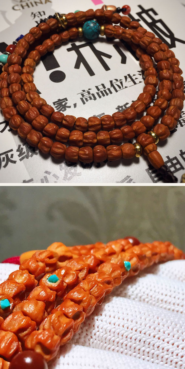 百香籽手串佛珠108颗热振寺百香子柏香籽粉皮鬼脸天然原皮原籽6mm