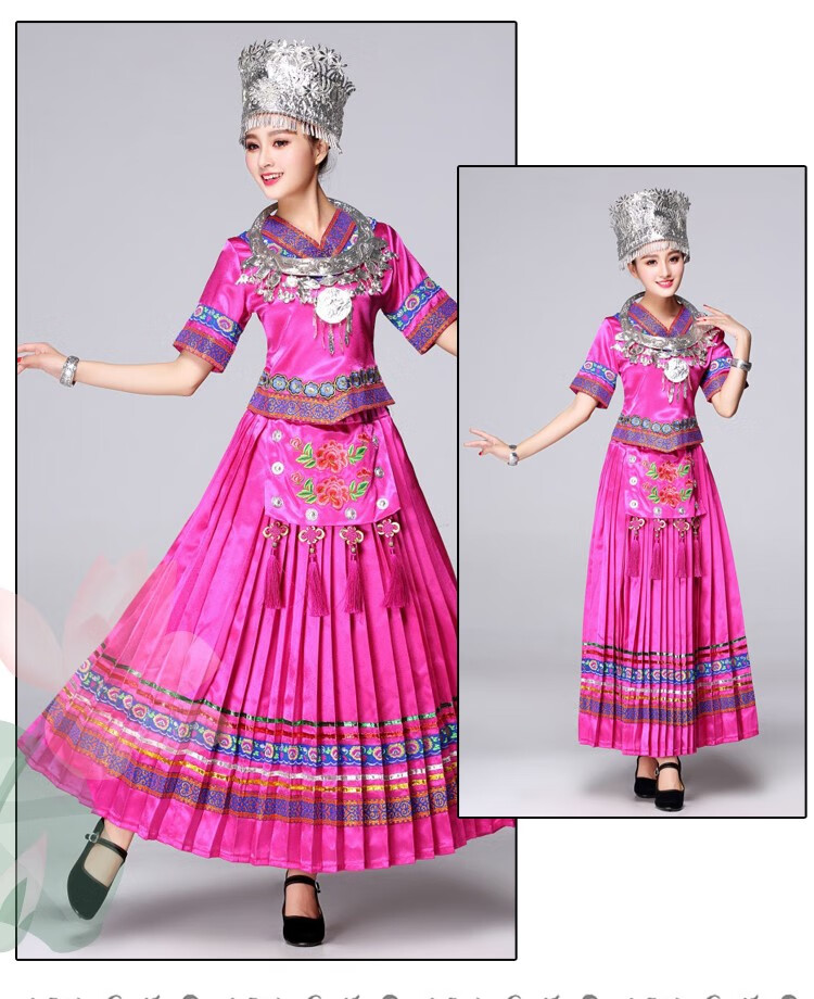 彝族服装女凉山苗族服装演出服民族风云南少数民族侗族凉山彝族舞蹈裙