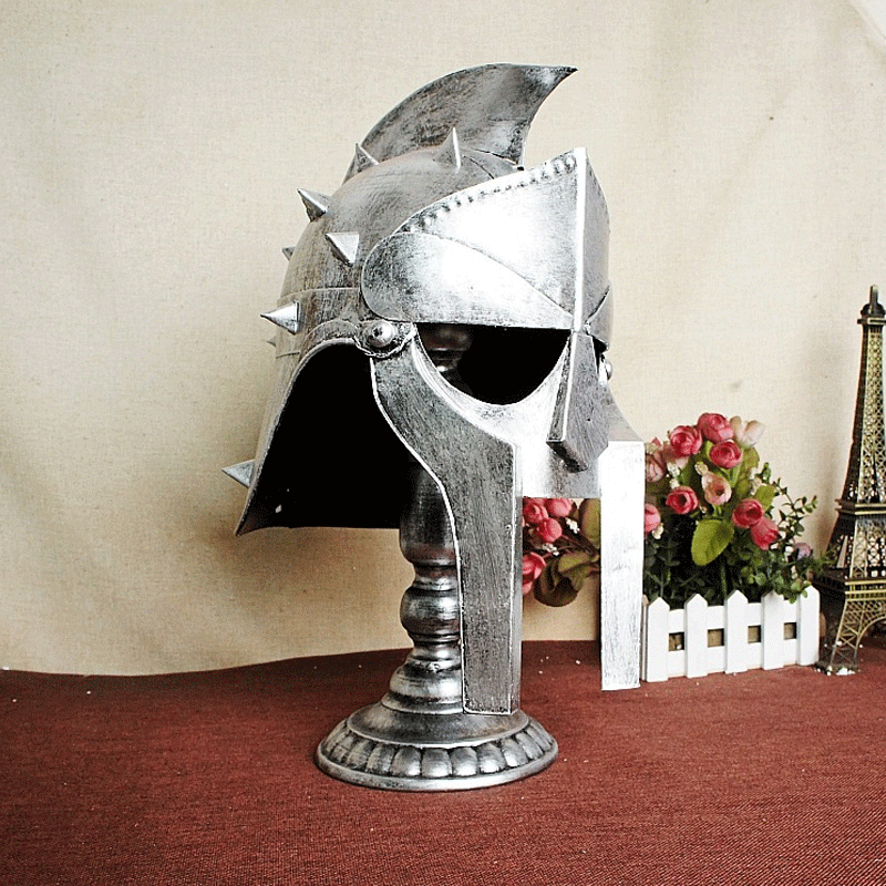 耀莎 复古铁艺欧洲中世纪十字军罗马骑士武士兵战神盔甲头盔装饰品