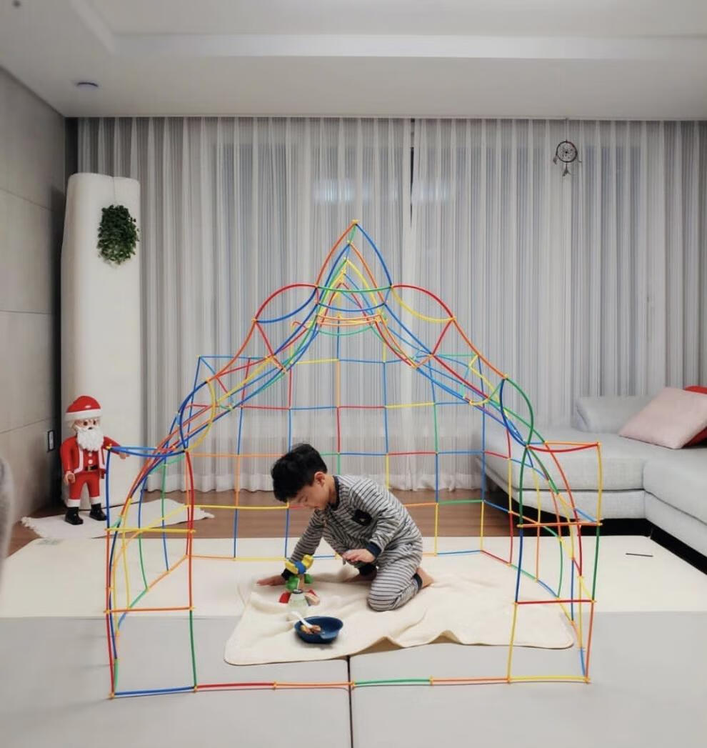 聪明棒积木吸管儿童智力棒男孩拼插diy幼儿园软管搭建玩具ins 【200长