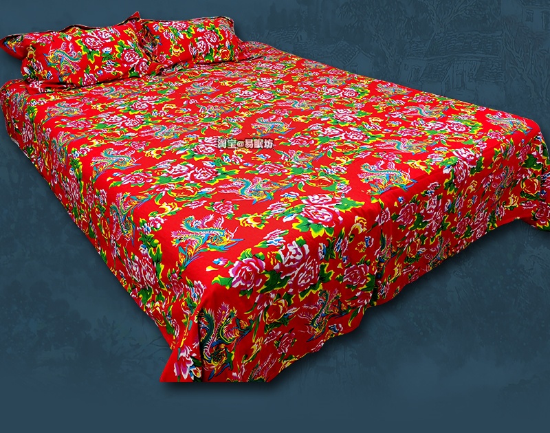 东北风四件套东北大花布四件套纯棉床单被套怀旧被罩农家乐民族风全棉