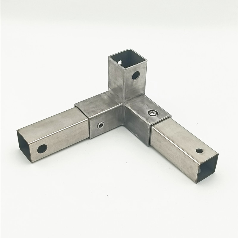 304不锈钢方管固定连接直通直角两通转角三通十字四通货架连接件 直角