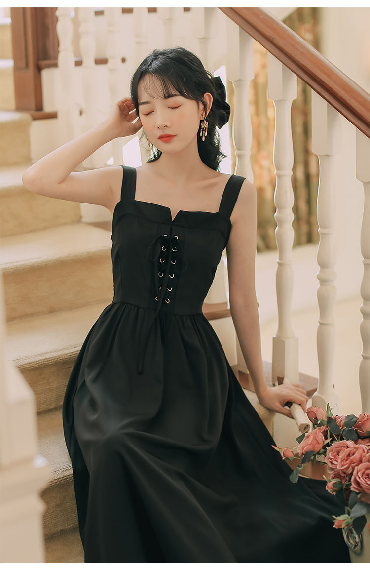 青少女装夏天款式大学生中学生法式显瘦背带吊带连衣裙女装夏季2020年