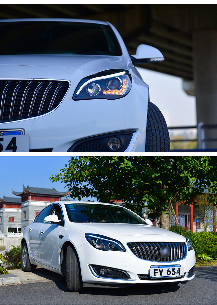 qefh4款新君威大灯总成改装ld日行灯ld转向灯双光透镜氙气灯总成大灯