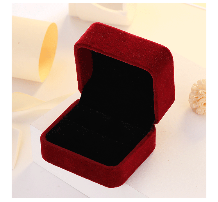 绒布戒指盒婚礼首饰盒翻盖空盒子求婚钻戒对戒盒子单个戒指盒轻奢高档