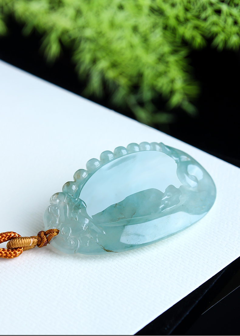 百博翡翠冰种鳌鱼吊坠随形个性玉坠天然缅甸玉石a货挂件gc出类拔萃