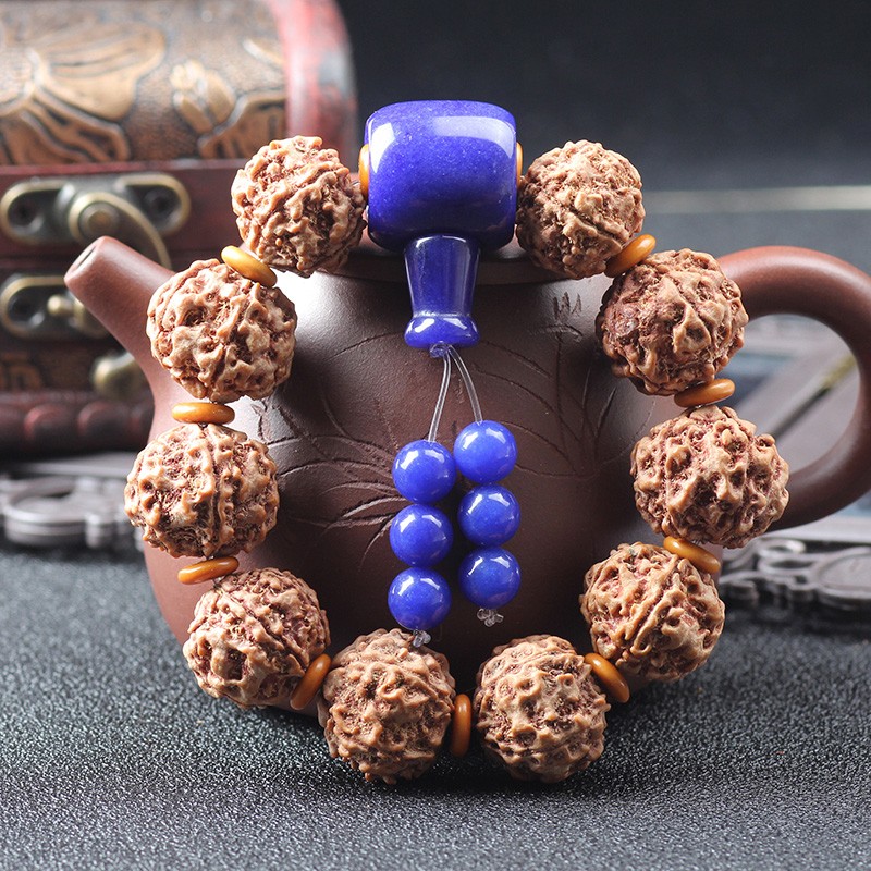 大金刚手串菩提单圈佛珠配饰套餐紫檀大号手把件崖柏手持佛头三通红