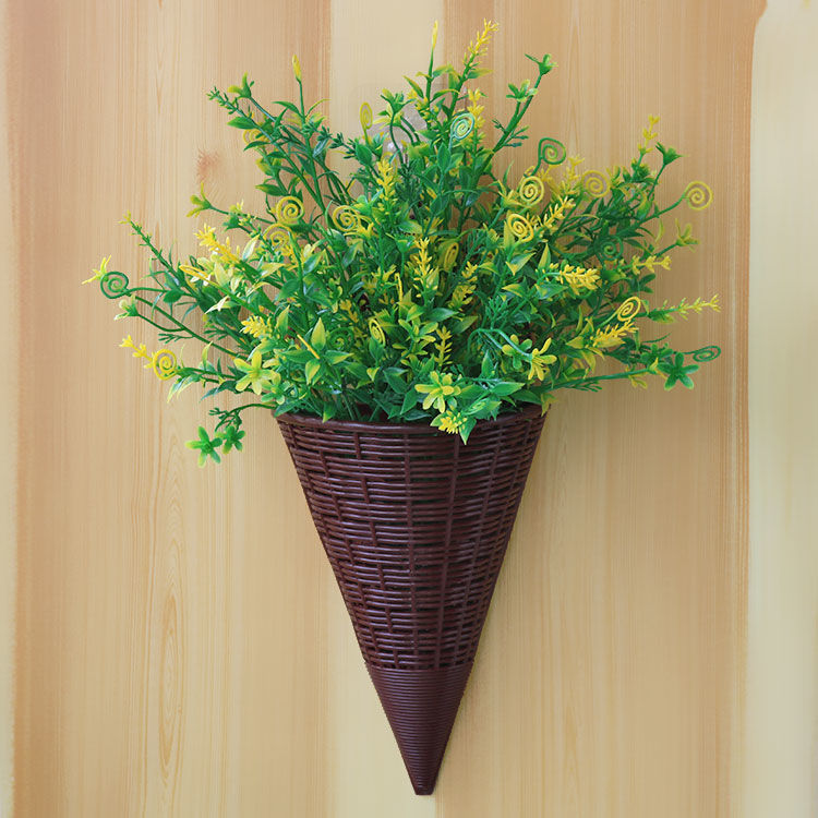 家居客厅仿真花假花装饰墙面壁挂式挂篮套装摆设各种绿植花草插花扇挂