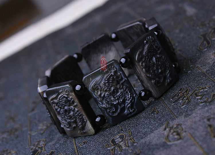 苛鱼 正宗保真黑驴蹄子手串 驴蹄手链 龙头手牌男女款 貔貅【图片