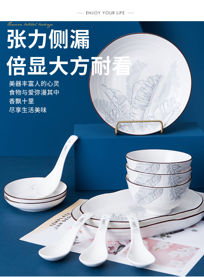 【潮州馆】雅诚德 北欧风情抗菌简约陶瓷餐具 碗碗碟套装散件 饭碗