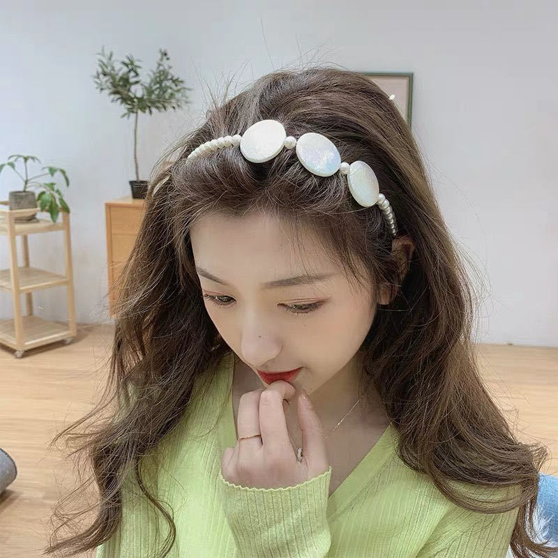 新款韩版爱心珍珠发箍幻彩异性珍珠缠绕网红气质头箍女 菱形