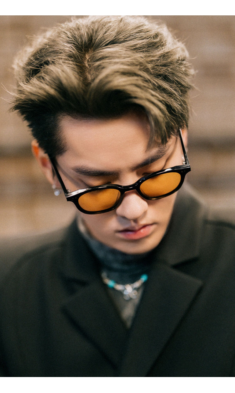 【特价】【特价】爆龙旗舰官方店同款吴亦凡同款茶色墨镜韩版男士复古