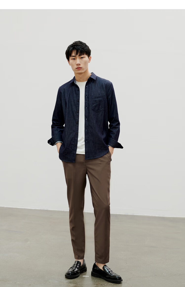 棉先生tr直筒休闲裤男 秋季新款男士斜纹松紧商务小西裤宽松烟管裤